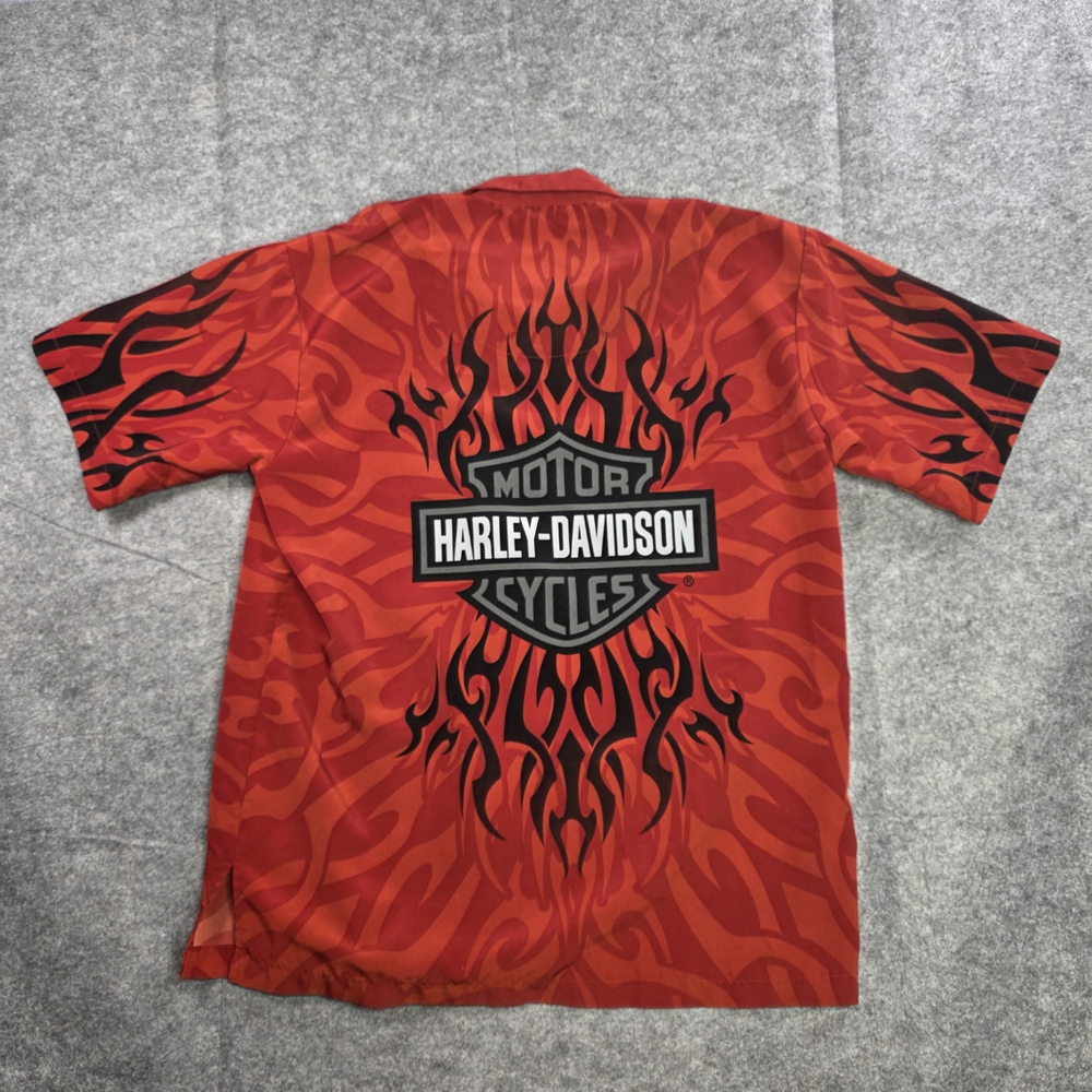 Harley-Davidson Men's Red Flame AOP Button Shirt Size XL‎